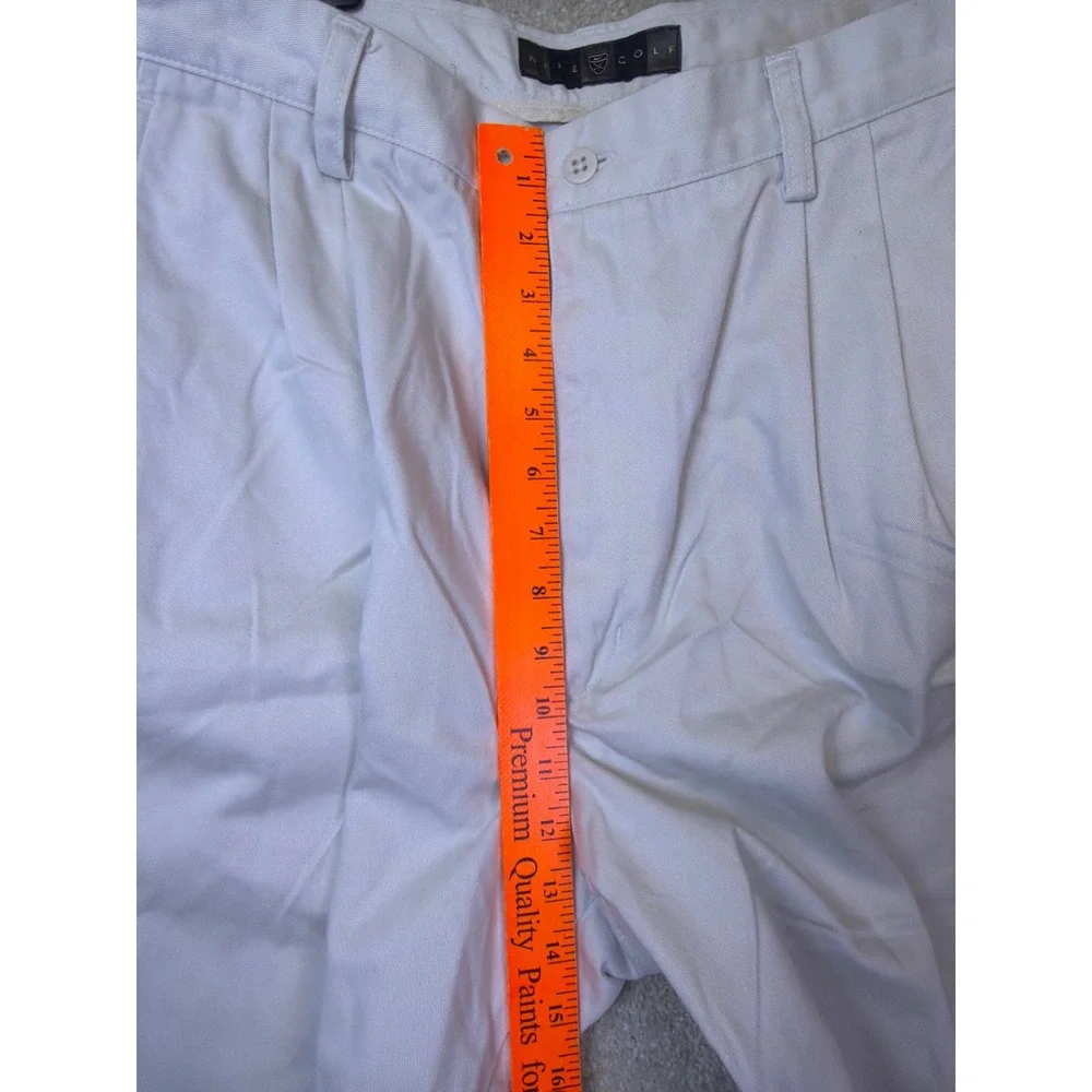 Vintage Nike Golf Shorts Mens 36x9 Beige Pleated Twill Chino Casual Y2K Preppy